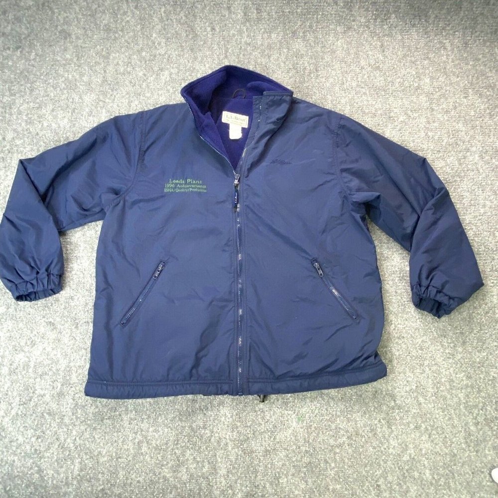 VTG L.L. Bean Jacket Womens L Blue 3 Season Fleece Lined USA 1996 Leeds Plant